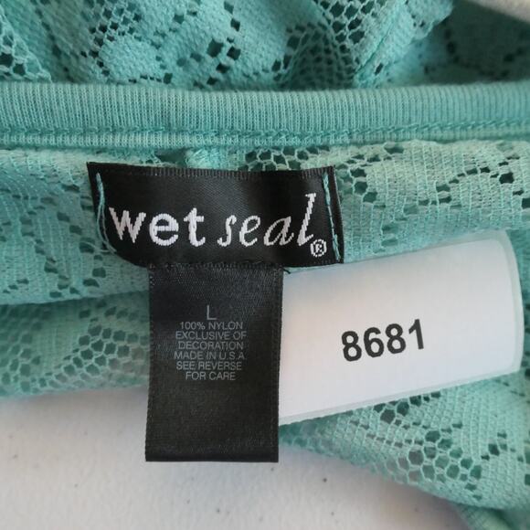 Wet Seal Sheer Blouse Womens Large Green Dolman Sleeves Lightweight Beachy - Picture 10 of 11